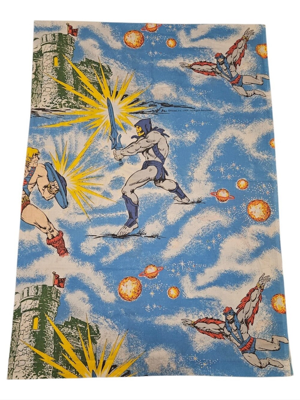 Vintage 1983 The Masters of The Universe  Twin Flat Sheet He-Man Skeletor